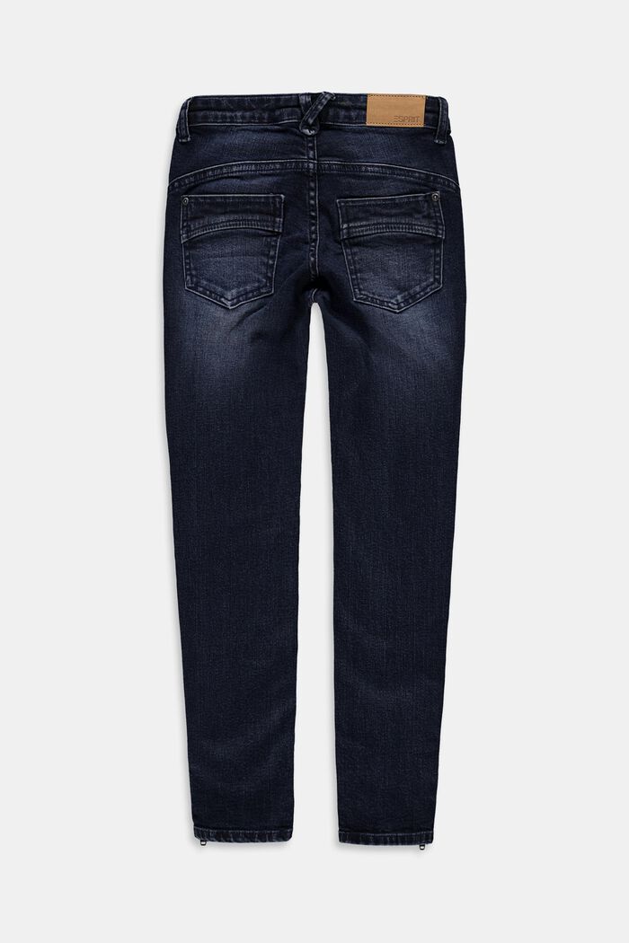 Jeans elasticizzati con zip in misto cotone, BLUE DARK WASHED, detail image number 1