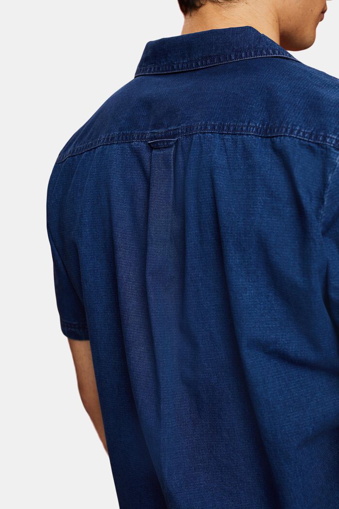 Camicia di jeans a maniche corte, 100% cotone, BLUE DARK WASHED, detail image number 4