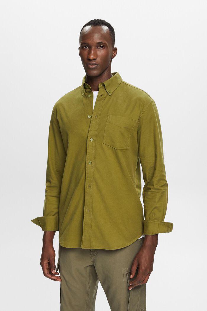 Camicia in twill regular fit, OLIVE, detail image number 0