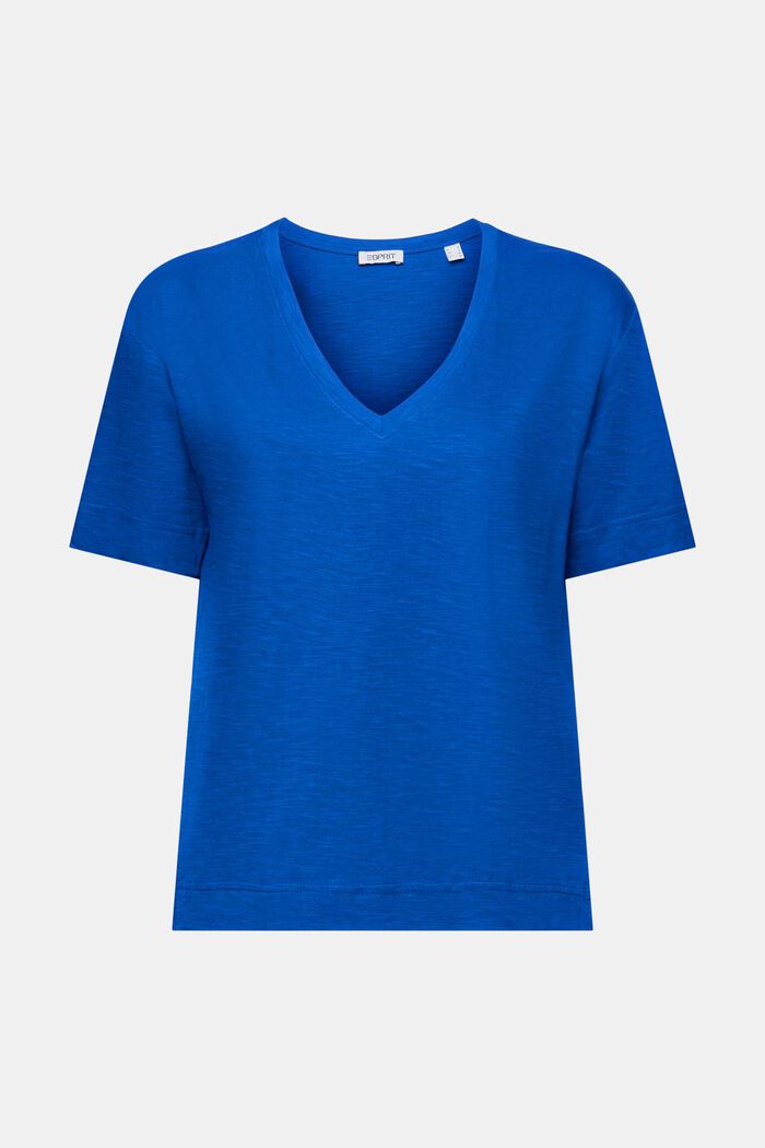 T-shirt fiammata con scollo a V, BRIGHT BLUE, detail image number 5