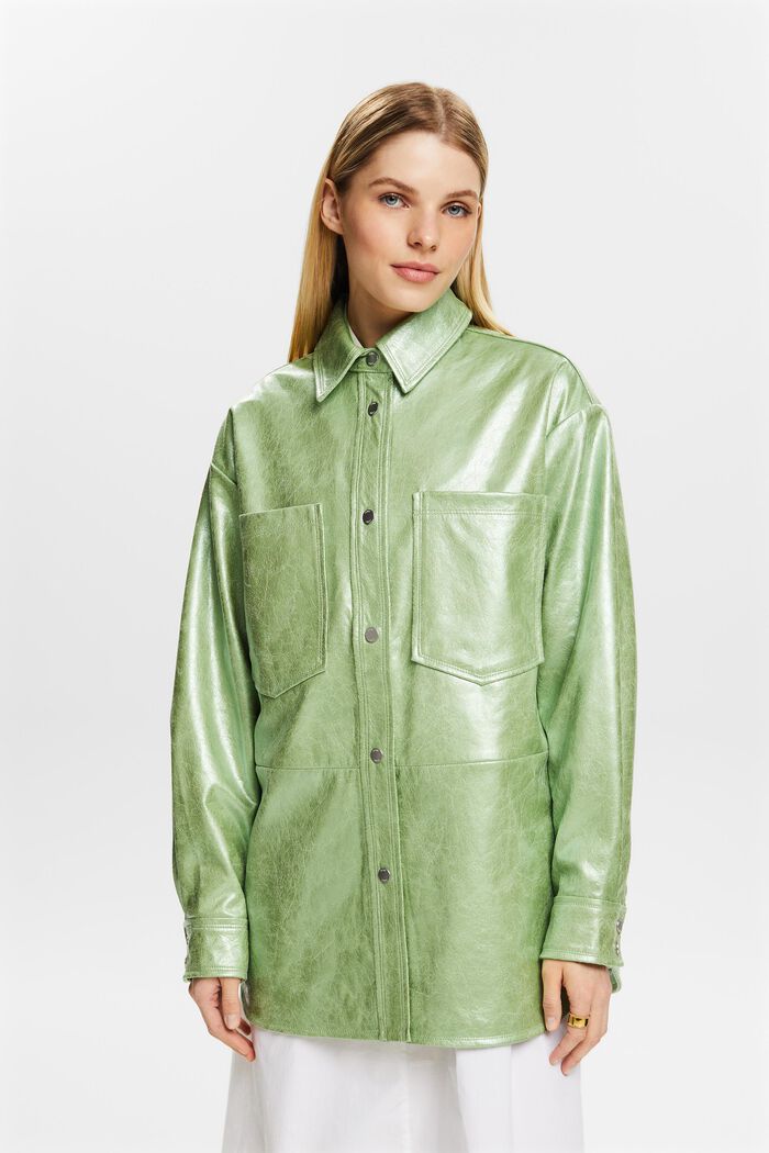 Camicia in similpelle metallizzata, LIGHT AQUA GREEN, detail image number 0