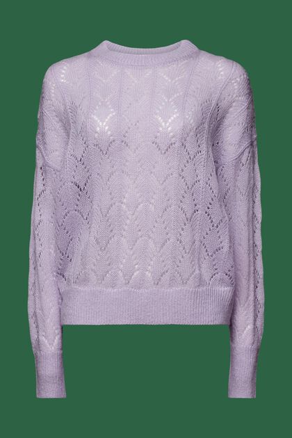Pullover in misto lana in maglia traforata