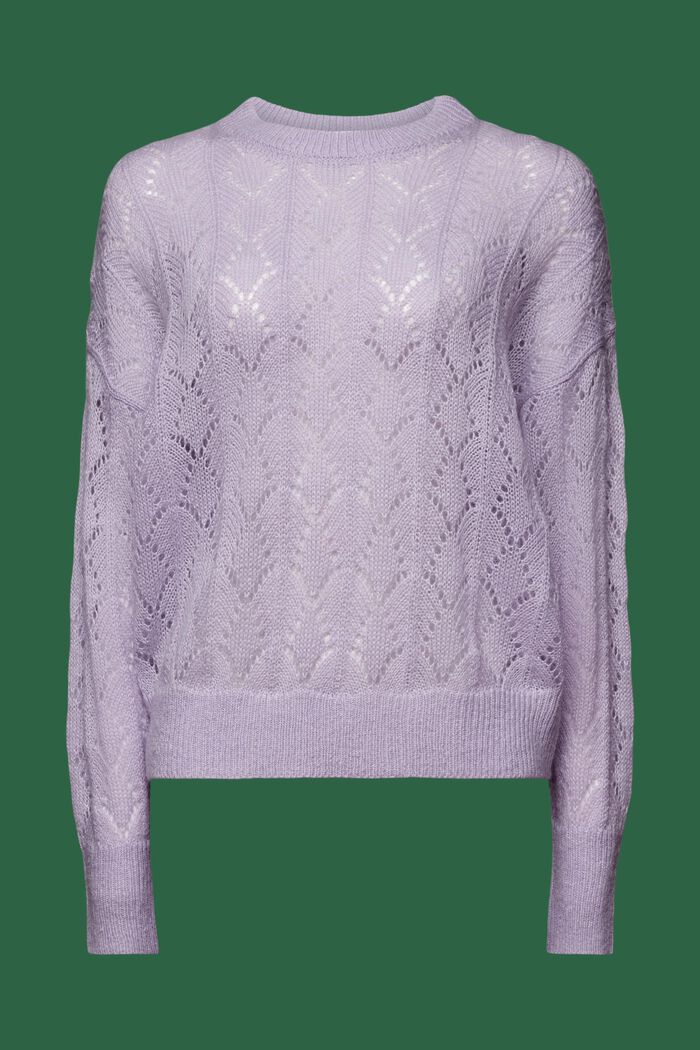Pullover in misto lana in maglia traforata, LAVENDER, detail image number 6