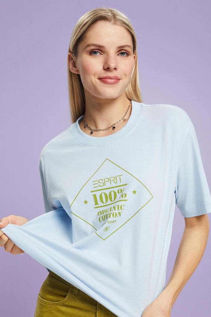 T-shirt in cotone biologico con stampa, PASTEL BLUE, detail image number 0