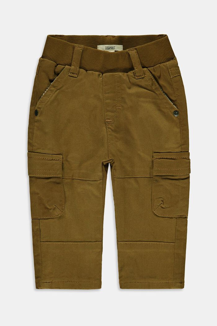 Pantaloni cargo in cotone con cintura elastica, RUST BROWN, detail image number 0