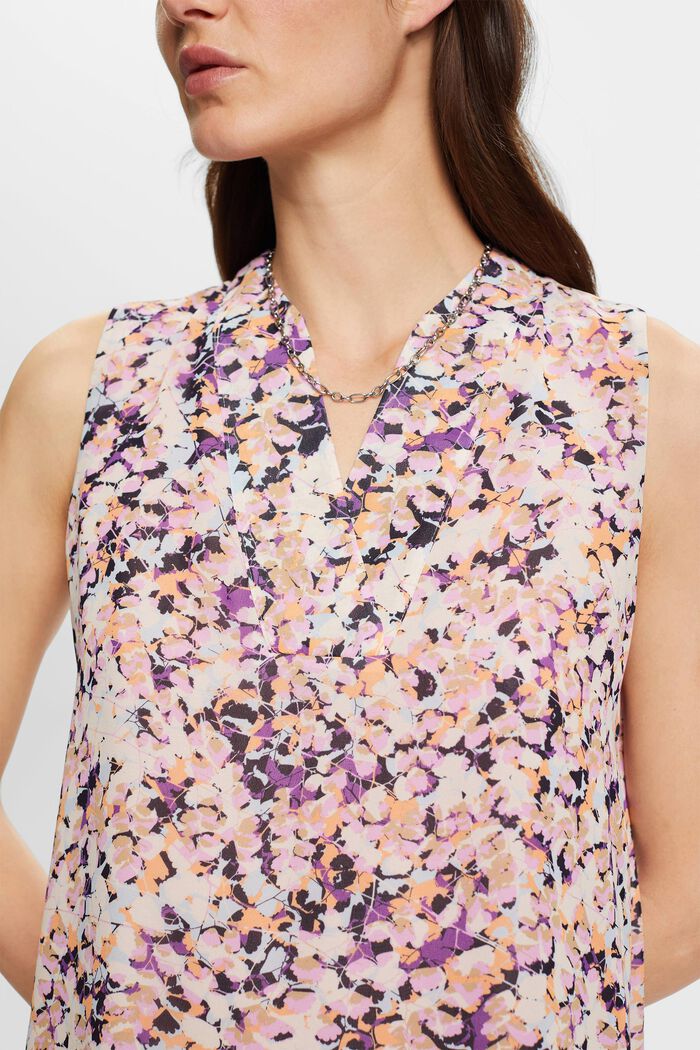 Top in crêpe di chiffon con motivo floreale, LILAC, detail image number 2