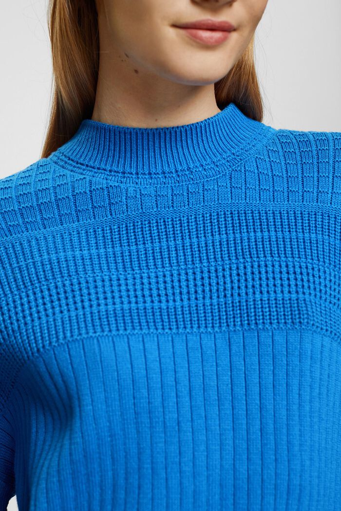 Pullover in maglia a motivi misti, BLUE, detail image number 2