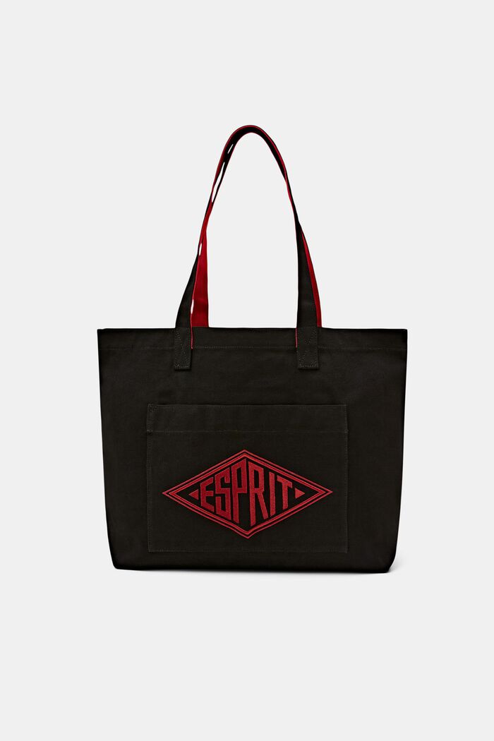 Tote Bag con logo in canvas, BLACK, detail image number 0