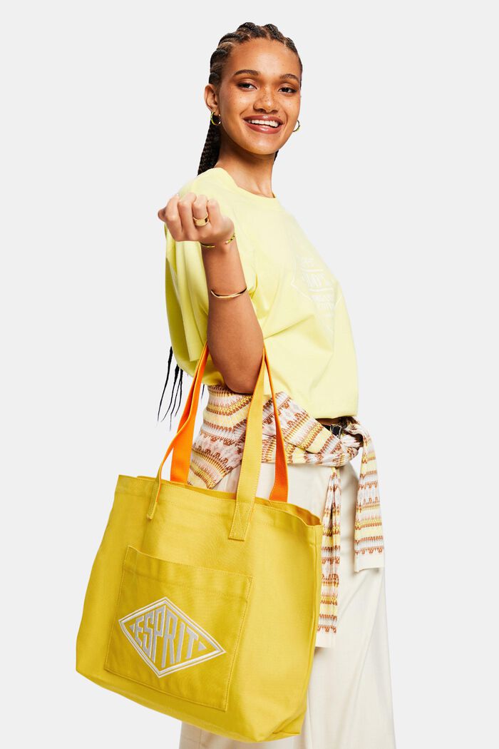 Tote Bag con logo in canvas, YELLOW, detail image number 4