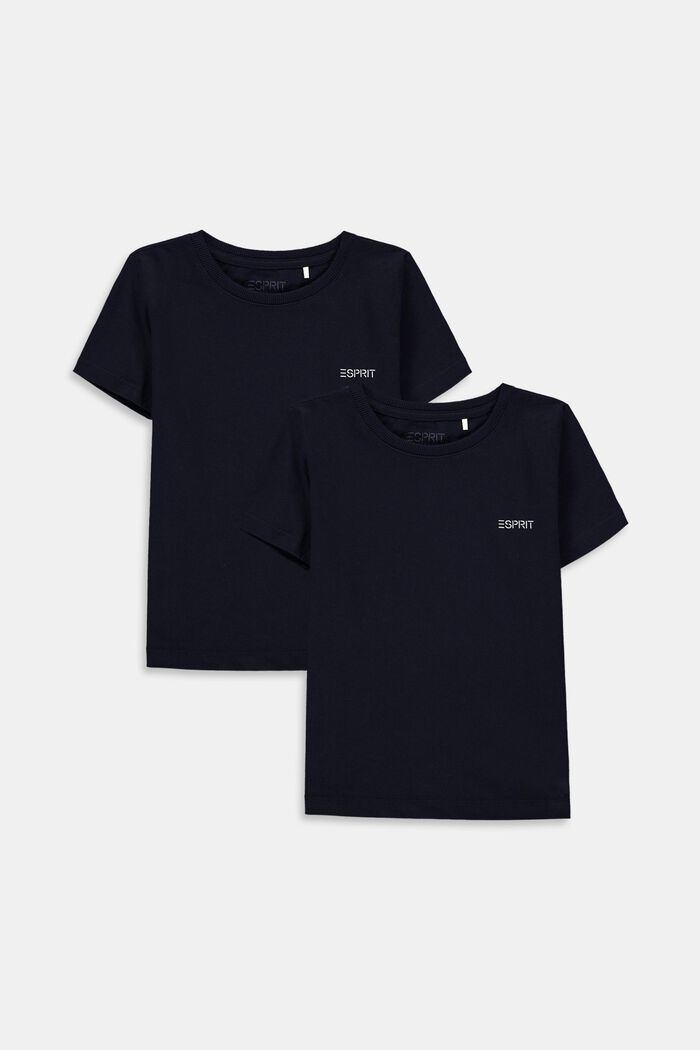 Confezione doppia di t-shirt in 100% cotone, NAVY, overview