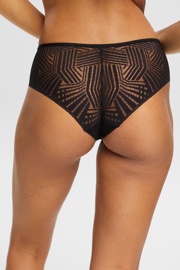 Shorts a culotte brasiliana in pizzo, BLACK, detail image number 3