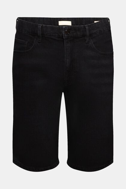Pantaloncini in denim slim fit, BLACK DARK WASHED, overview