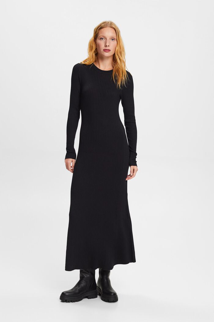 Abito maxi in maglia a coste, BLACK, detail image number 2