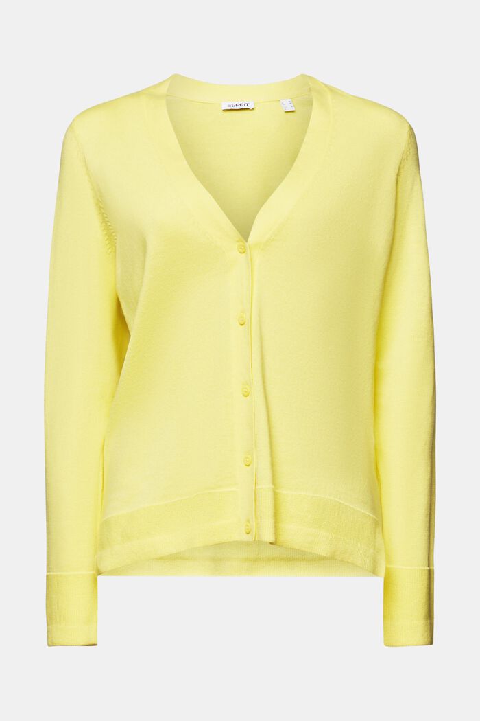 Cardigan in cotone con scollo a V, PASTEL YELLOW, detail image number 5