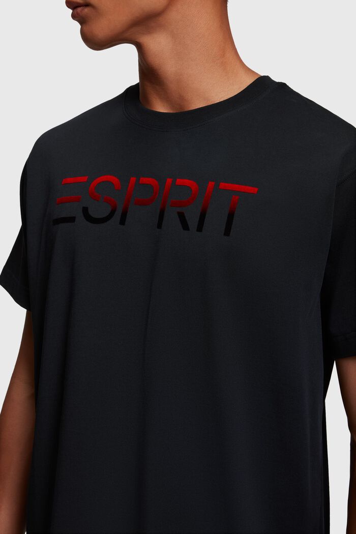 T-shirt con applicazione floccata del logo, BLACK, detail image number 2