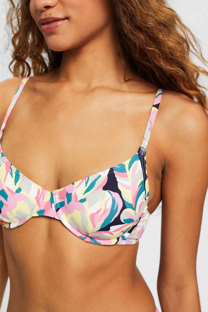 Top da bikini con stampa floreale, NAVY, detail image number 1