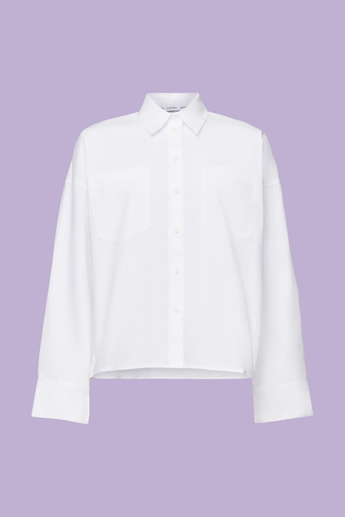 Camicia button-up in popeline di cotone, WHITE, detail image number 6