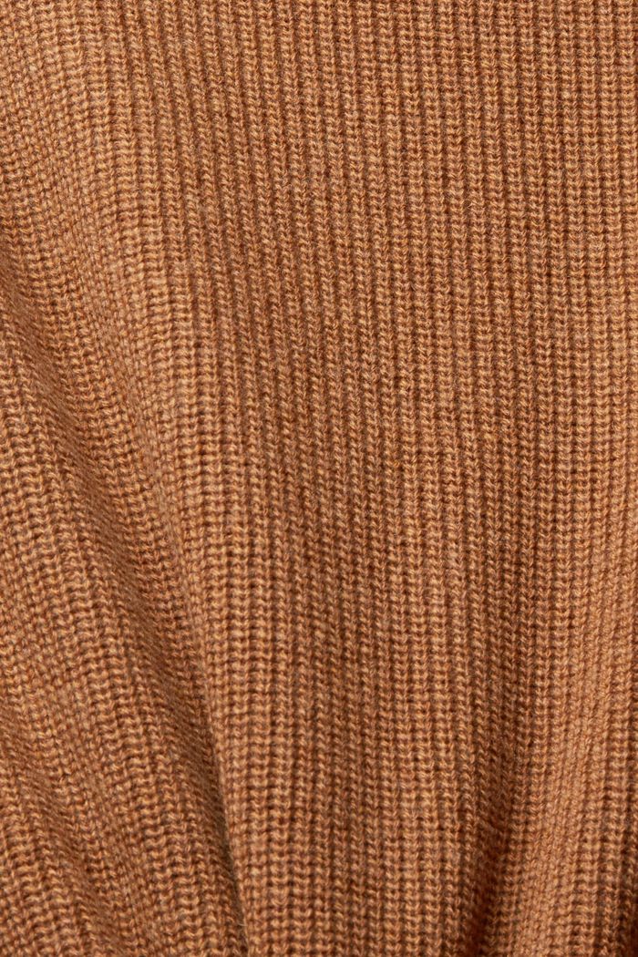 Gilet in maglia a coste in misto lana, CARAMEL, detail image number 1