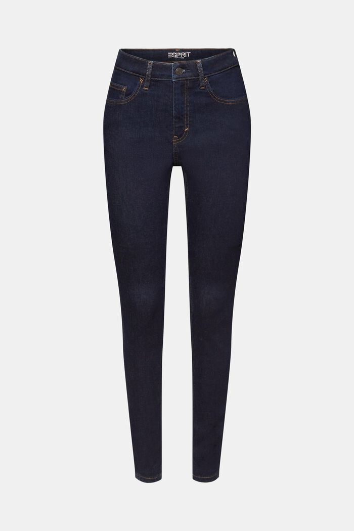 Jeans skinny a vita alta, cotone stretch, BLUE RINSE, detail image number 7