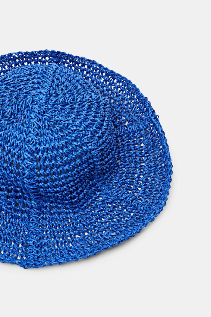 Cappello in paglia a uncinetto, BRIGHT BLUE, detail image number 1