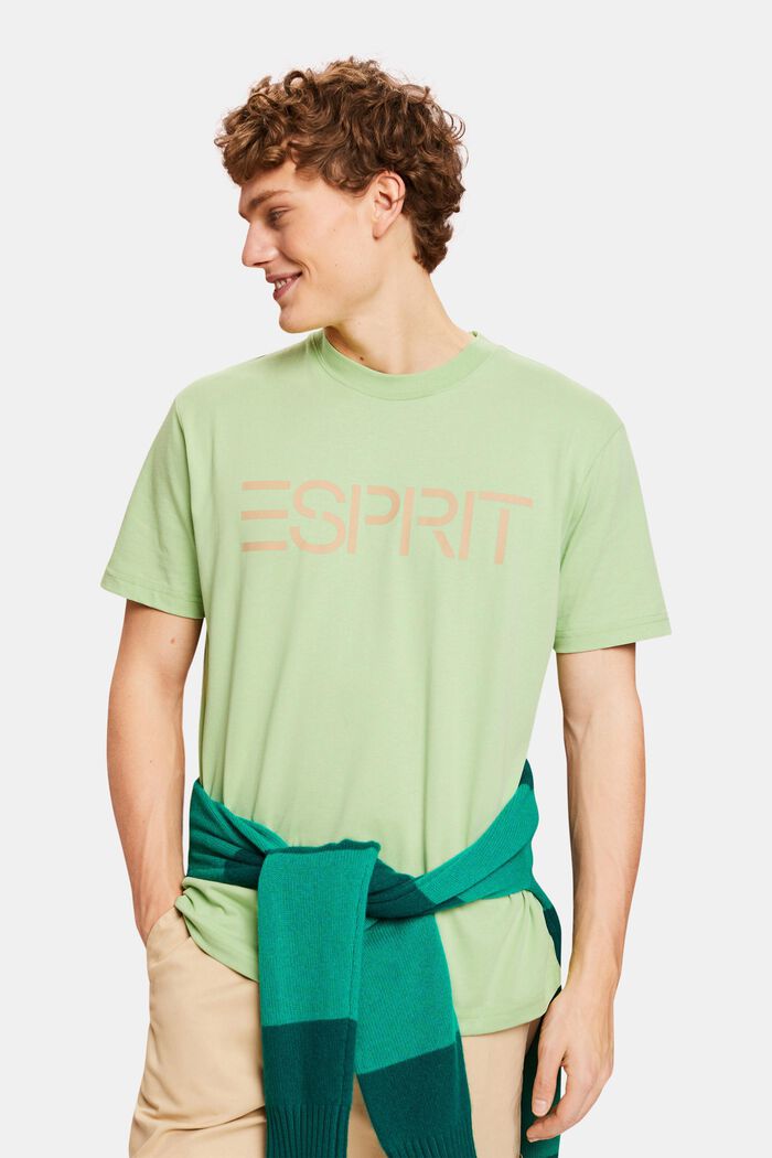 T-shirt unisex in jersey di cotone con logo, LIGHT GREEN, detail image number 0