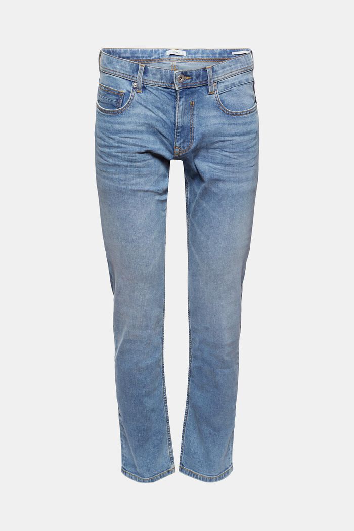 Jeans stretti elasticizzati dal look effetto lavato, BLUE LIGHT WASHED, detail image number 0