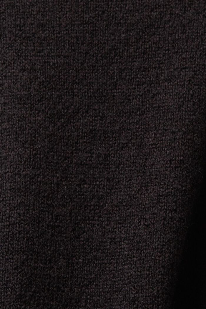 Cardigan lungo aperto davanti in misto lana, BLACK, detail image number 5