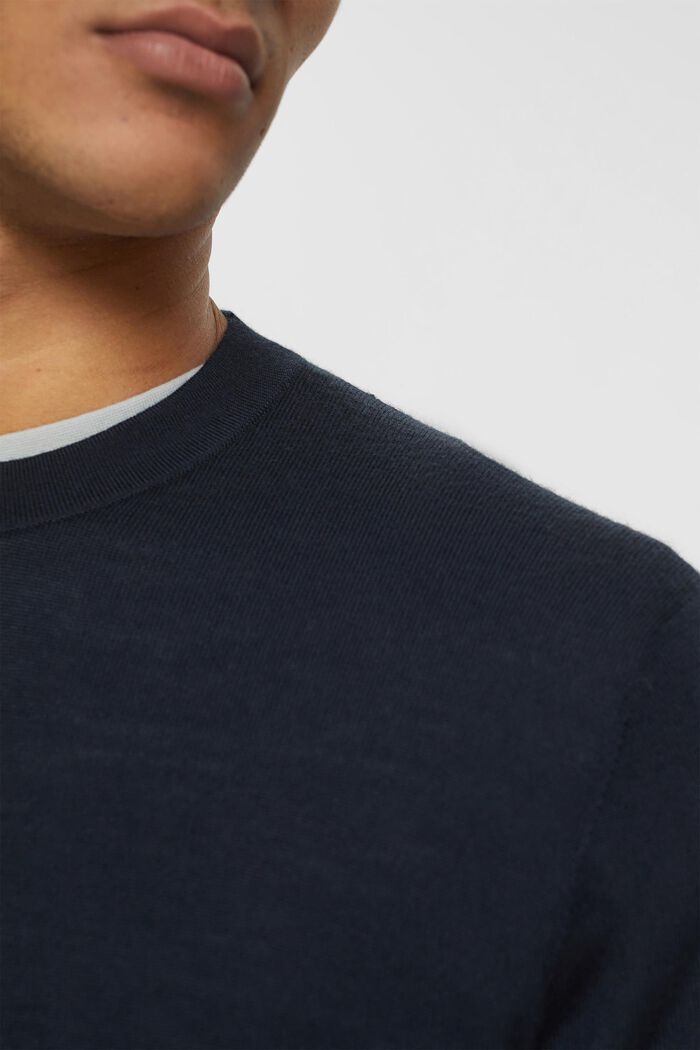 Pullover in lana lavorato a maglia, NAVY, detail image number 0
