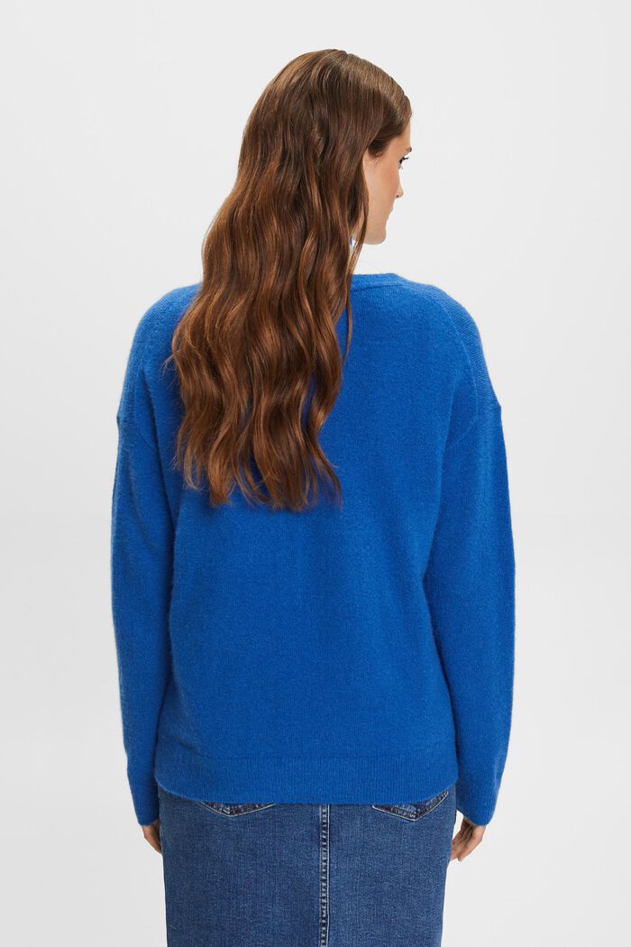 Pullover a V in misto lana, BRIGHT BLUE, detail image number 4