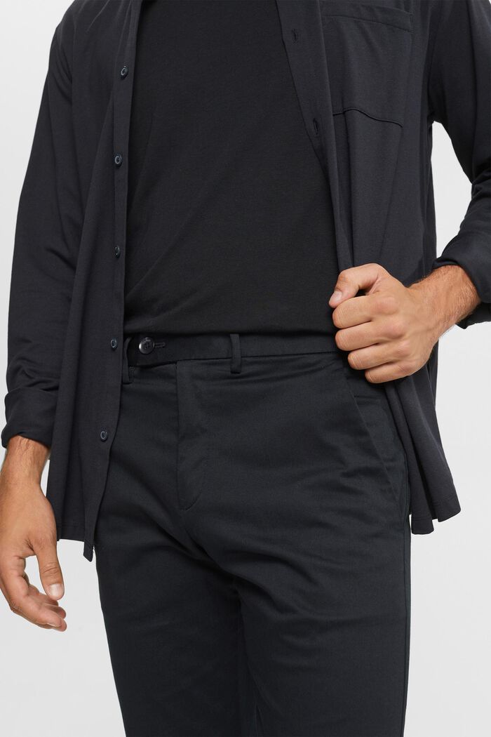 Pantaloni chino elasticizzati in cotone, BLACK, detail image number 0