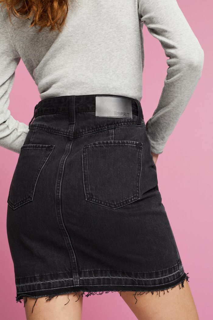 Minigonna in jeans con vita asimmetrica, BLACK MEDIUM WASHED, detail image number 4