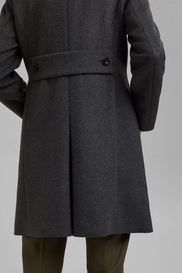 In misto lana: cappotto con collo alla coreana, ANTHRACITE, detail image number 5