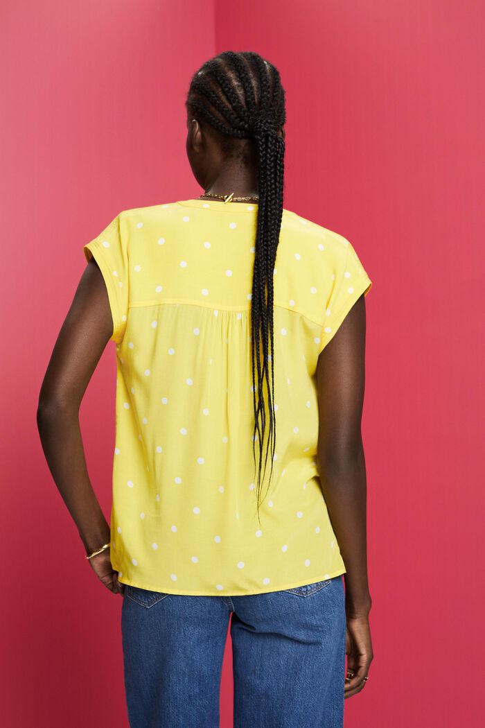 Blusa a maniche corte con stampa, LIGHT YELLOW, detail image number 3