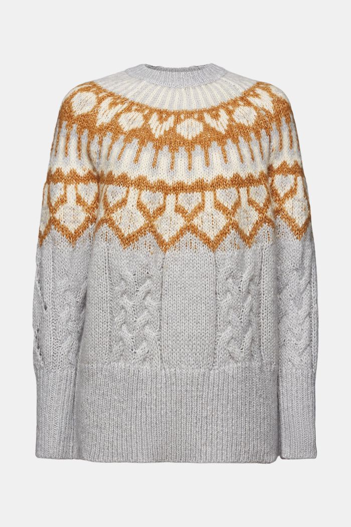 Pullover in misto lana Fair Isle, LIGHT GREY, detail image number 6