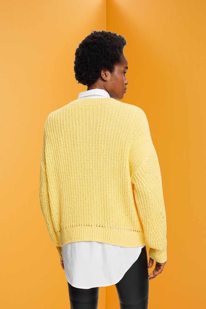 Pullover con motivo a treccia, LIGHT YELLOW, detail image number 3