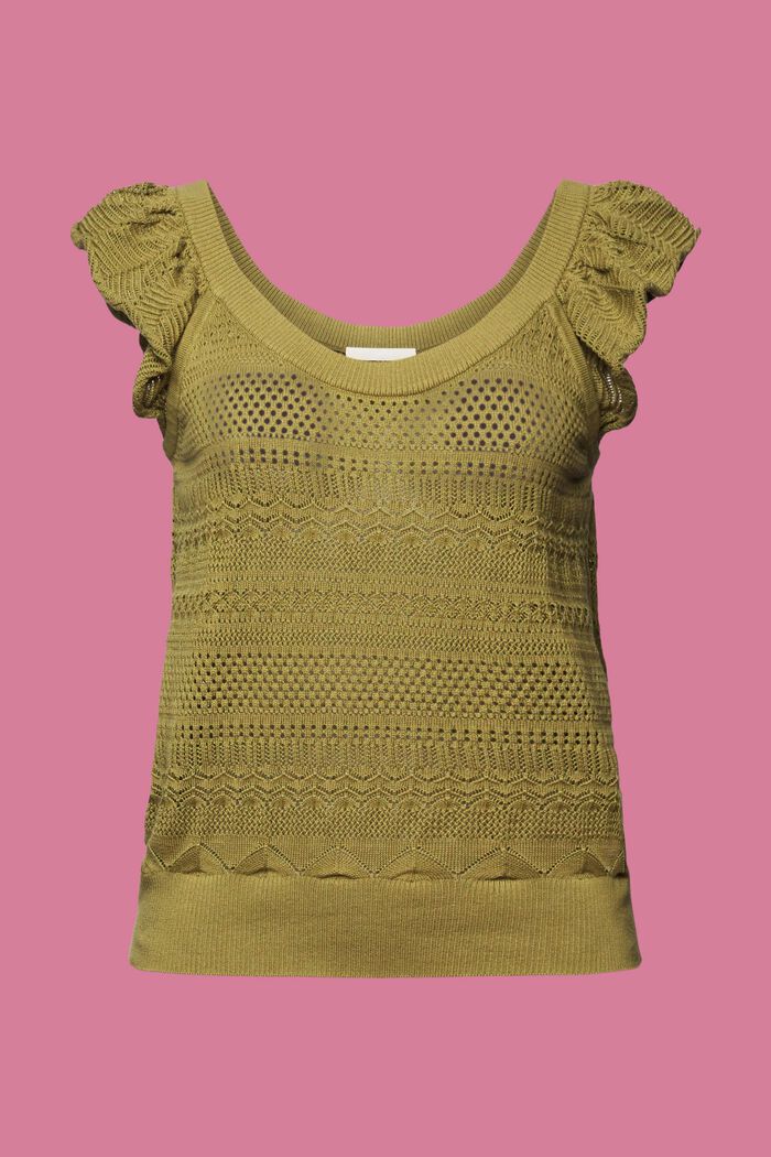 Top in cotone a maglia aperta, PISTACHIO GREEN, detail image number 6