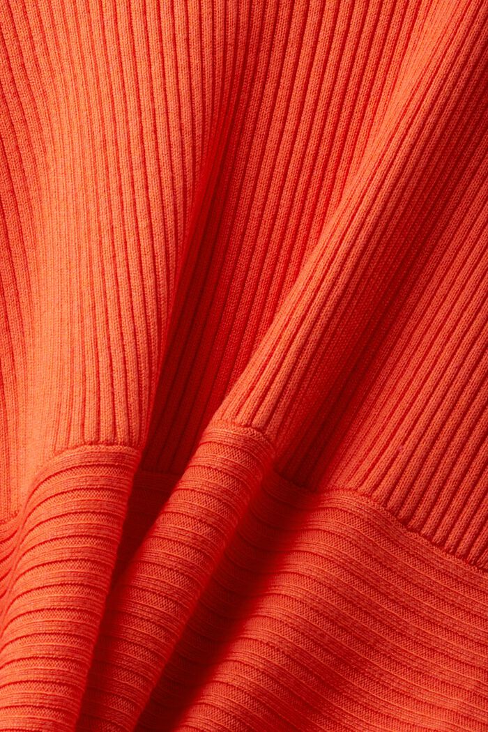 Cardigan a coste con orlo a fazzoletto, ORANGE RED, detail image number 4