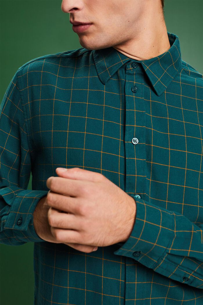 Camicia a quadri in flanella dalla vestibilità regolare, EMERALD GREEN, detail image number 3