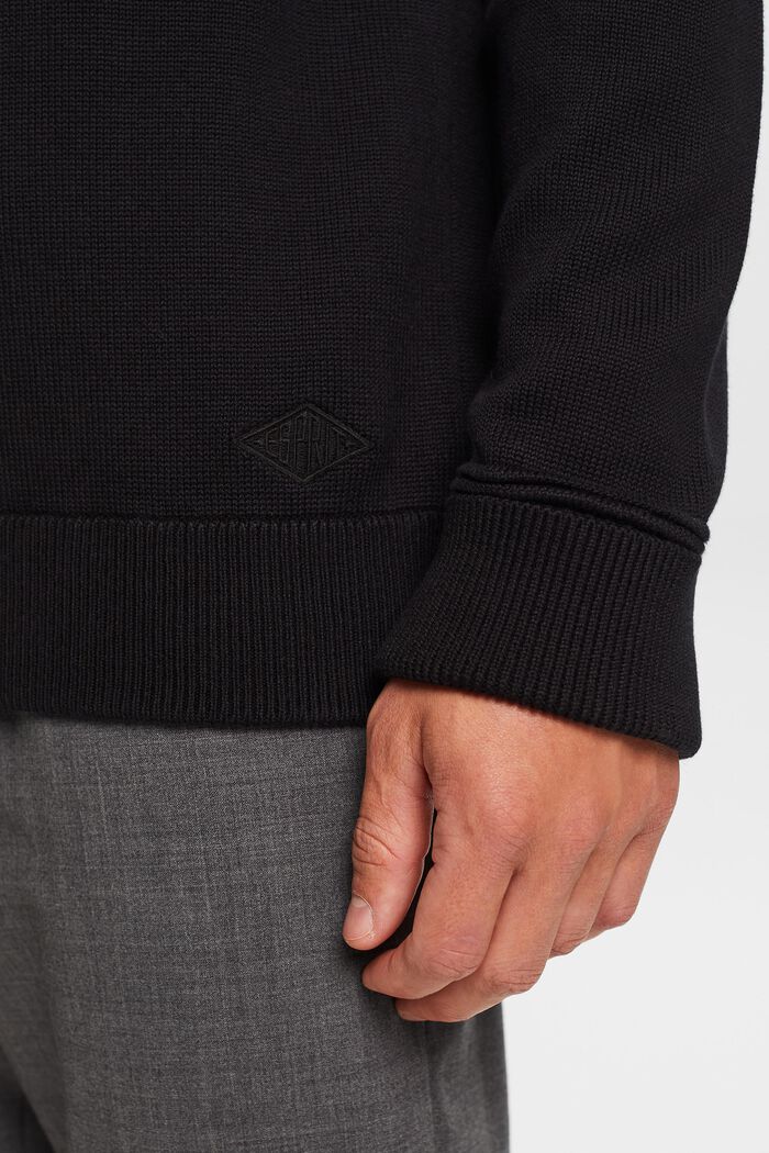 Pullover in cotone a girocollo, BLACK, detail image number 2