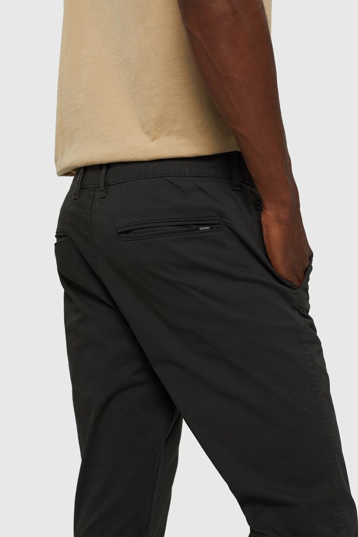 Pantaloni chino stretch, cotone biologico, DARK GREY, detail image number 4