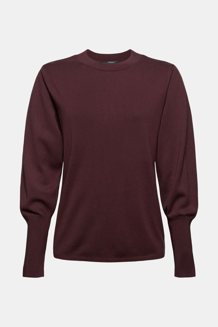 Pullover con maniche a palloncino, LENZING™ ECOVERO™, BORDEAUX RED, detail image number 7