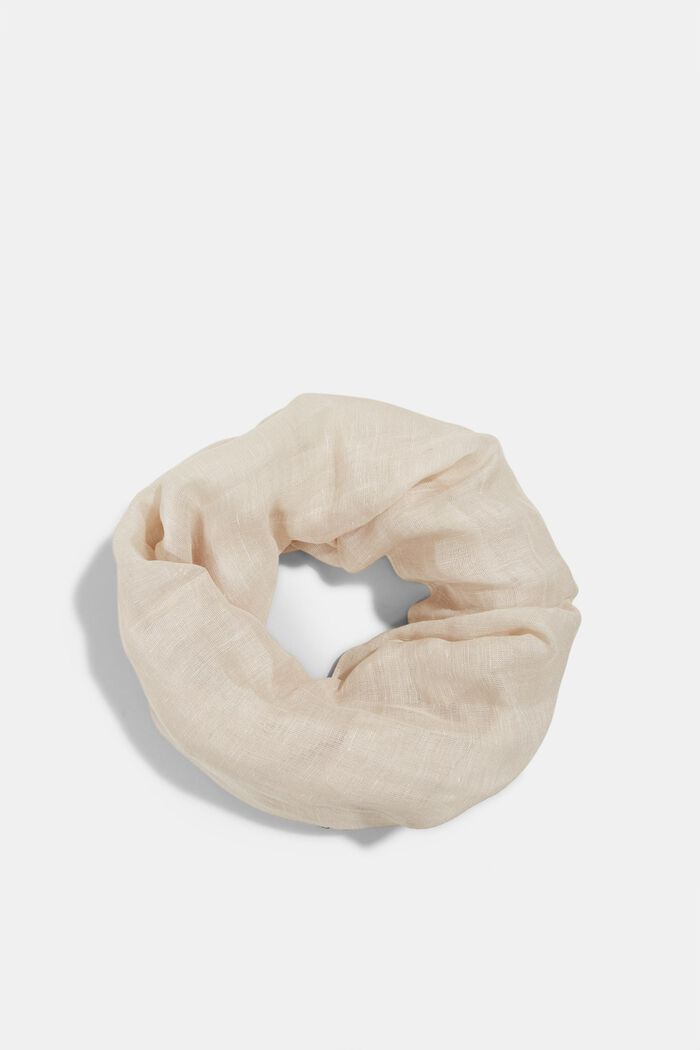 Delicata sciarpa tubolare in misto lino, BEIGE, overview