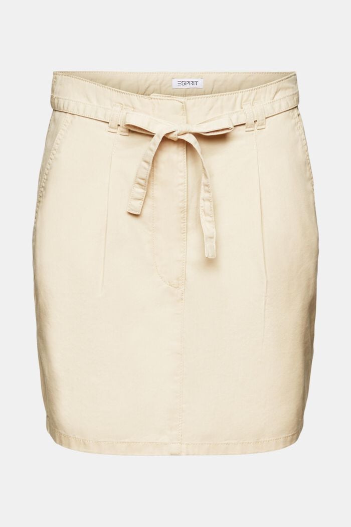 Minigonna chino con cintura, CREAM BEIGE, detail image number 7