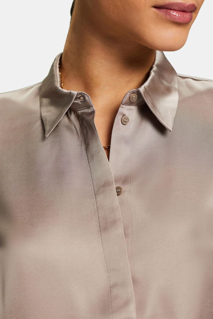 Blusa in raso a maniche lunghe, LIGHT TAUPE, detail image number 3