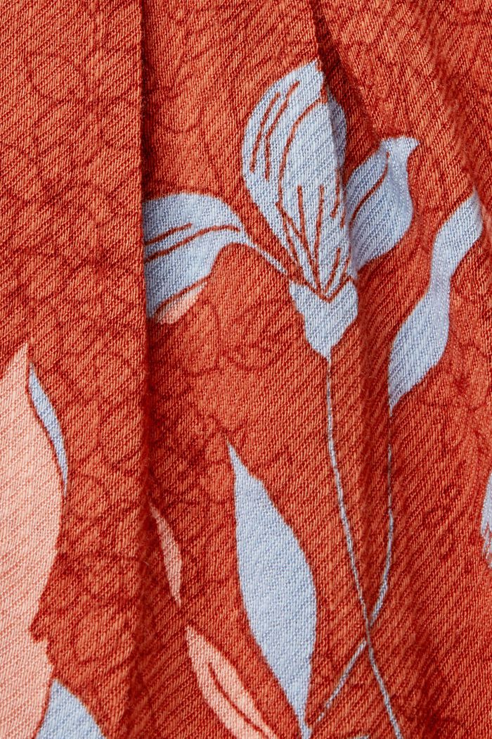 Camicetta in misto cotone con stampa floreale, CORAL ORANGE, detail image number 5