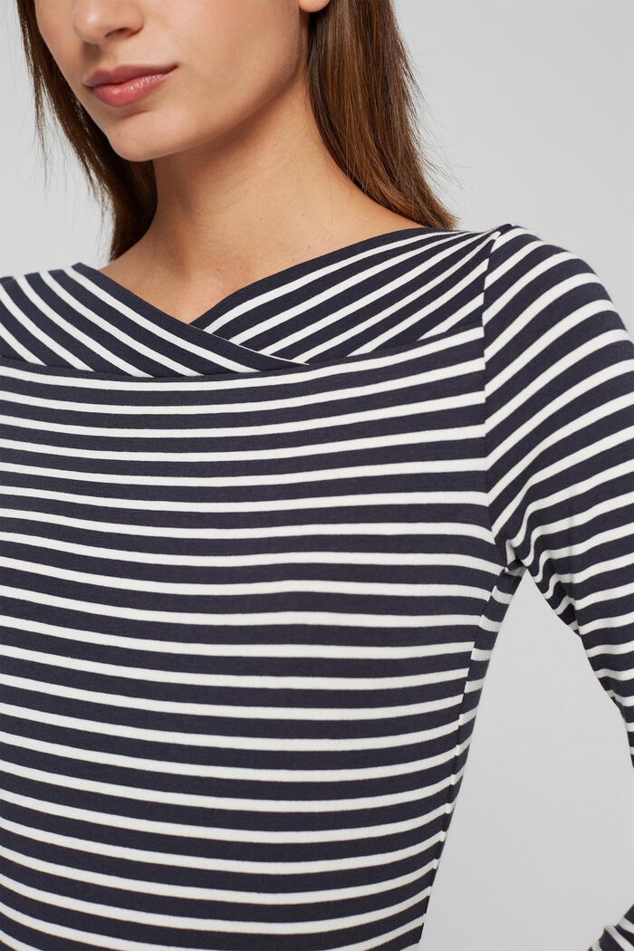 In TENCEL™ e misto modal: maglia a righe, NAVY, detail image number 2