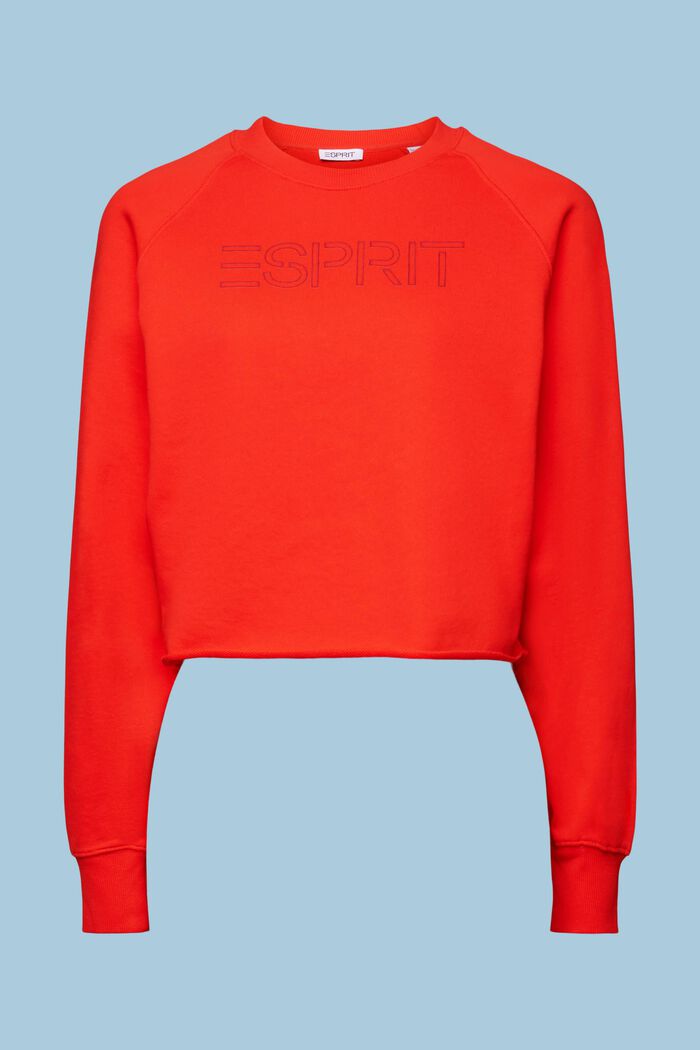 Felpa cropped con logo, RED, detail image number 6