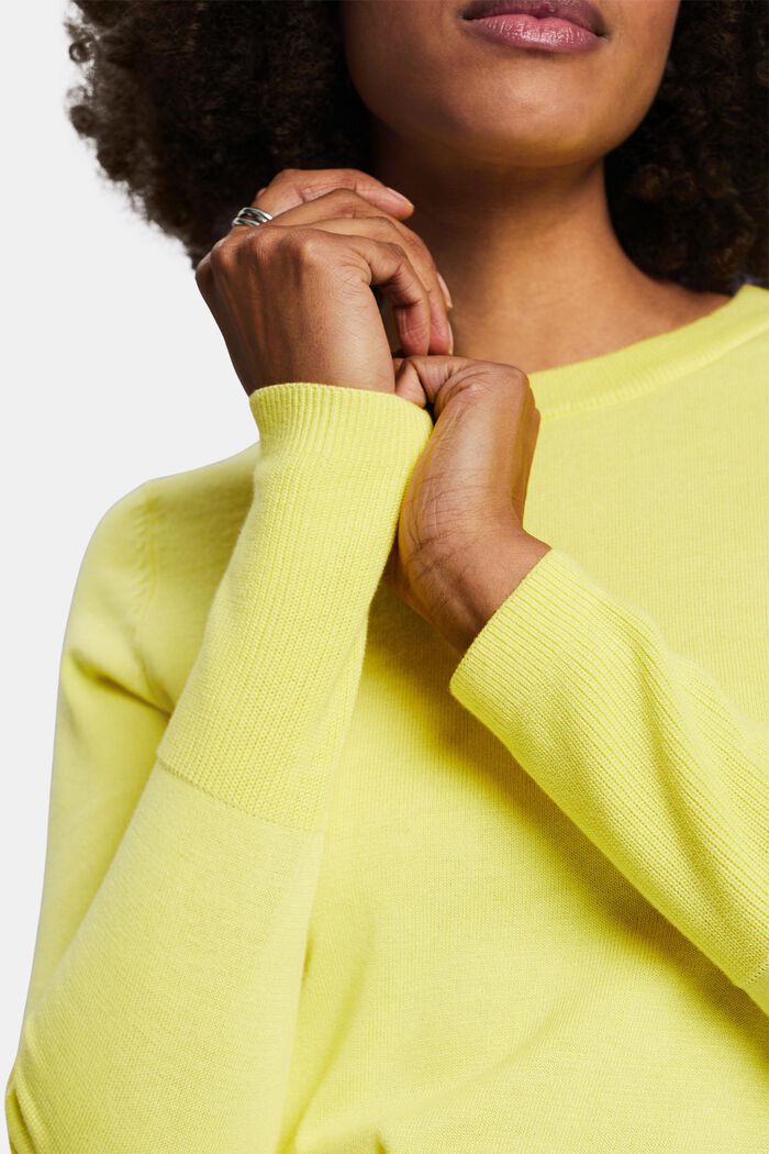 Pullover in cotone a girocollo, PASTEL YELLOW, detail image number 2