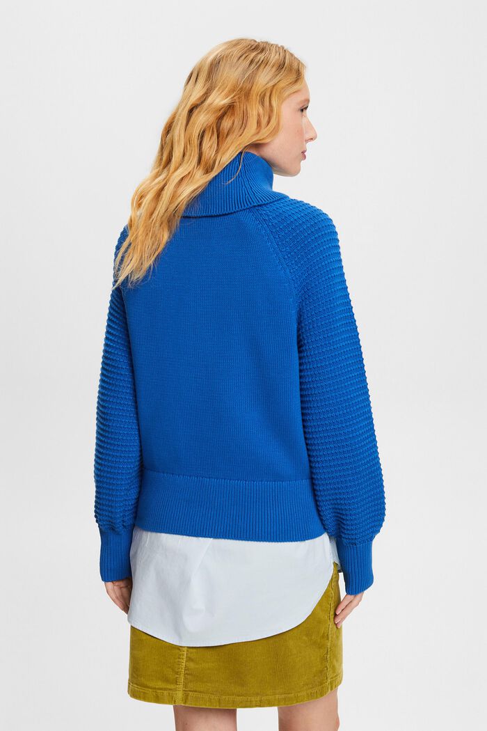Pullover dolcevita in cotone, BRIGHT BLUE, detail image number 4