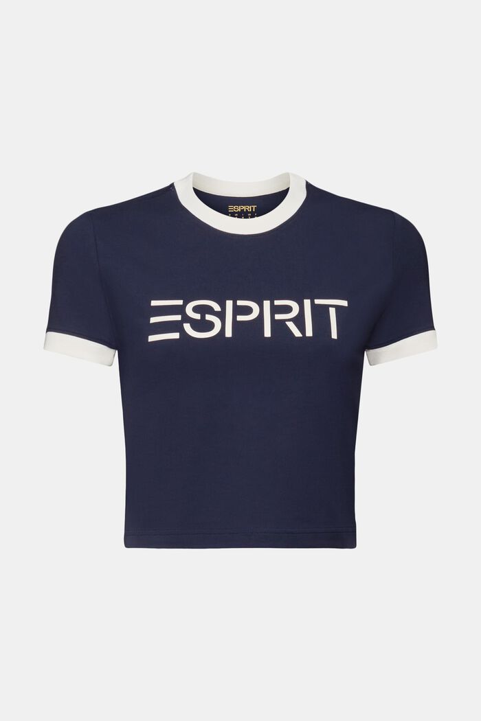 T-shirt in jersey di cotone con logo, NAVY, detail image number 6